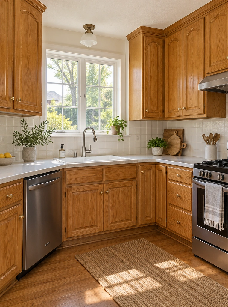 Whole kitchen with the cabinet doors closed